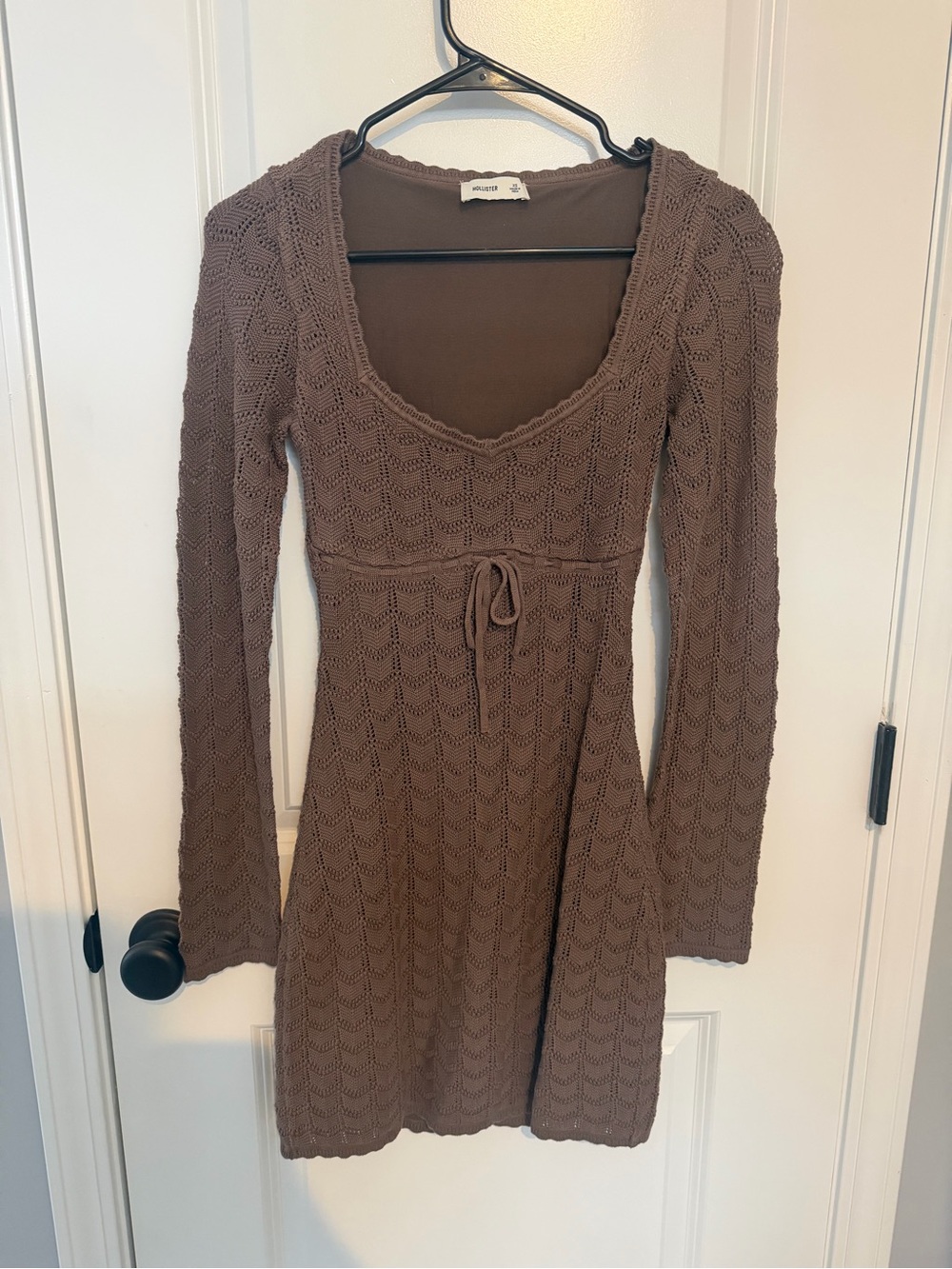 Hollister Brown Knit Long-Sleeve Scoop Neck Dress XS
